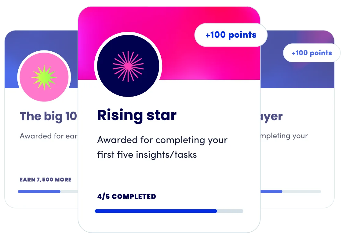 Augeo Rewards achievement badges on a phone