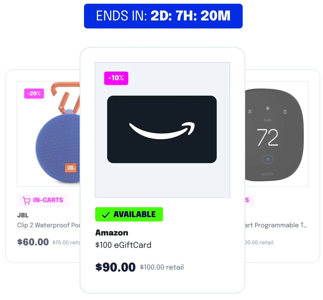 Augeo Rewards flash-deals screen on a phone