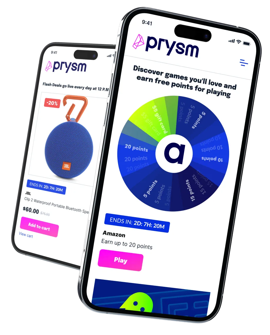 The Augeo Rewards gamification experience on two phones