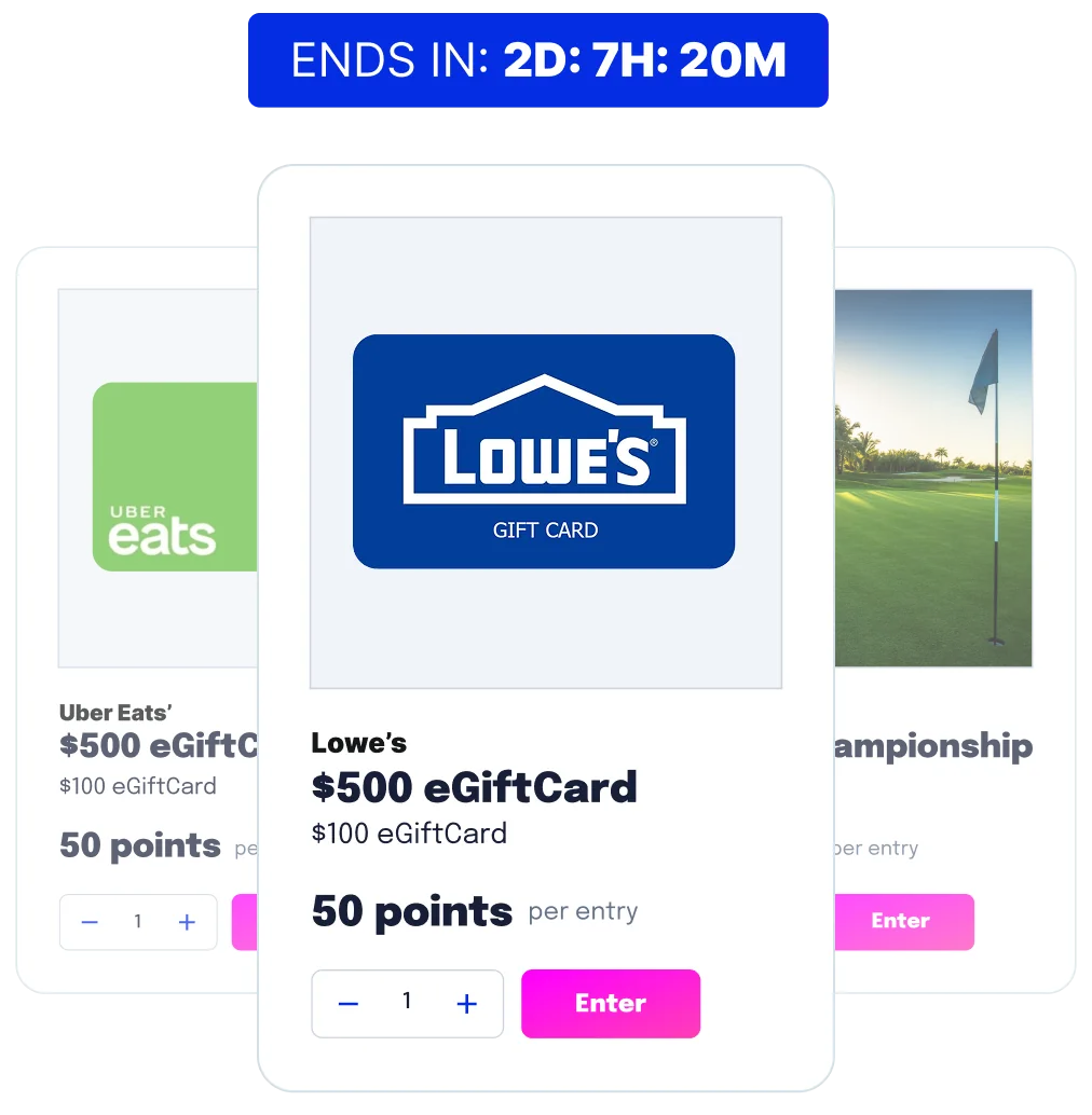 Augeo Rewards sweepstakes screen on a phone