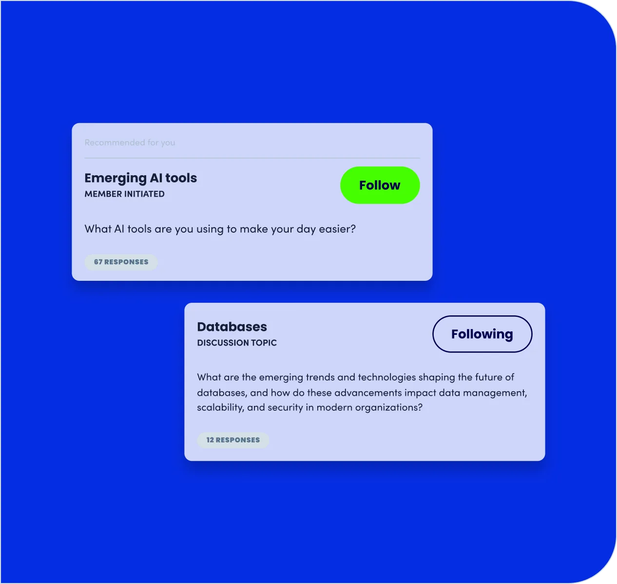 Engagement hub recommending events and groups to join